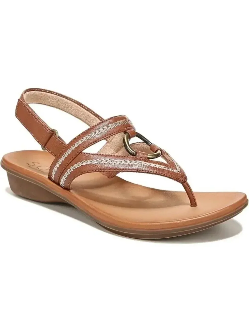 Soul Naturalizer Women's Sunny Faux Leather Flat Sandals, Toffee Size 8M